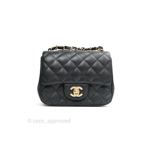 Chanel Mini Square Dark Gray Caviar Gold Hardware