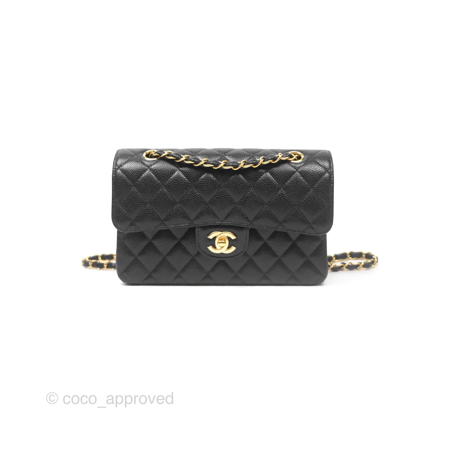 Chanel Small Classic Flap Quilted Black Caviar Gold Hardware