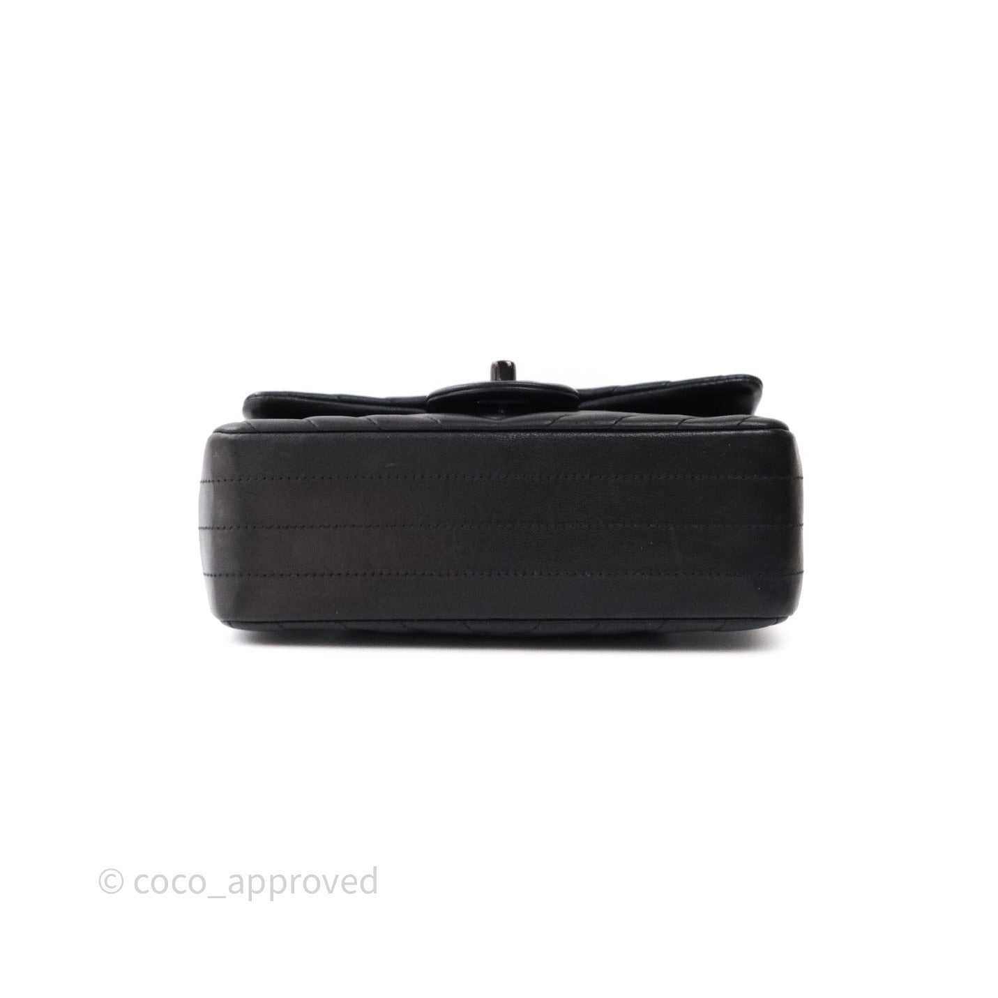 Chanel Quilted Mini Rectangular Black Chevron Lambskin So Black Hardware
