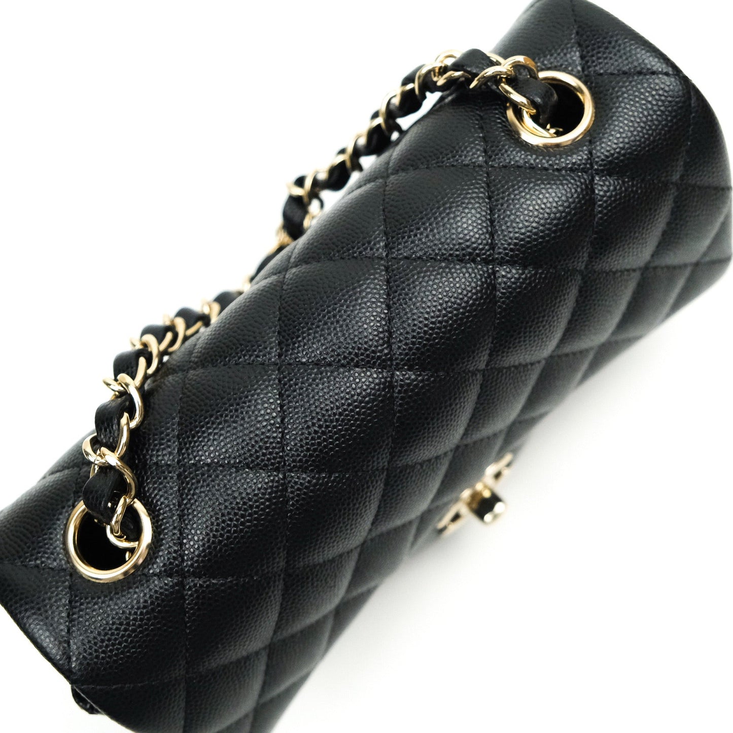 Chanel Quilted Mini Rectangular Black Caviar Gold Hardware 18B