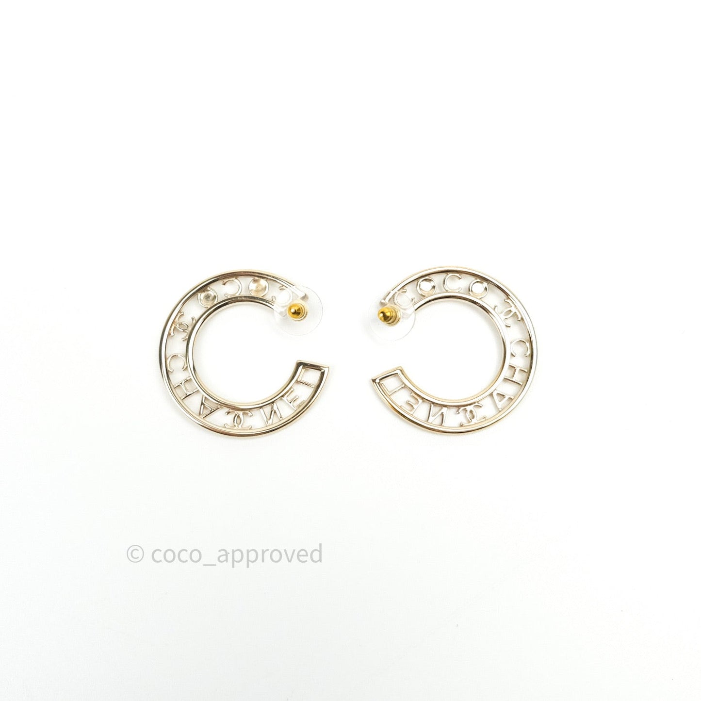Chanel Crystal Pearl Bow-tiful CC Hoop Earrings Gold