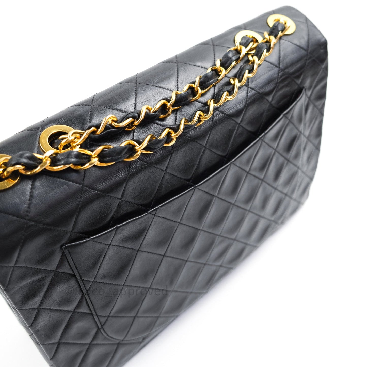 Chanel Vintage XL Jumbo Single Flap Black Lambskin 24K Gold Hardware