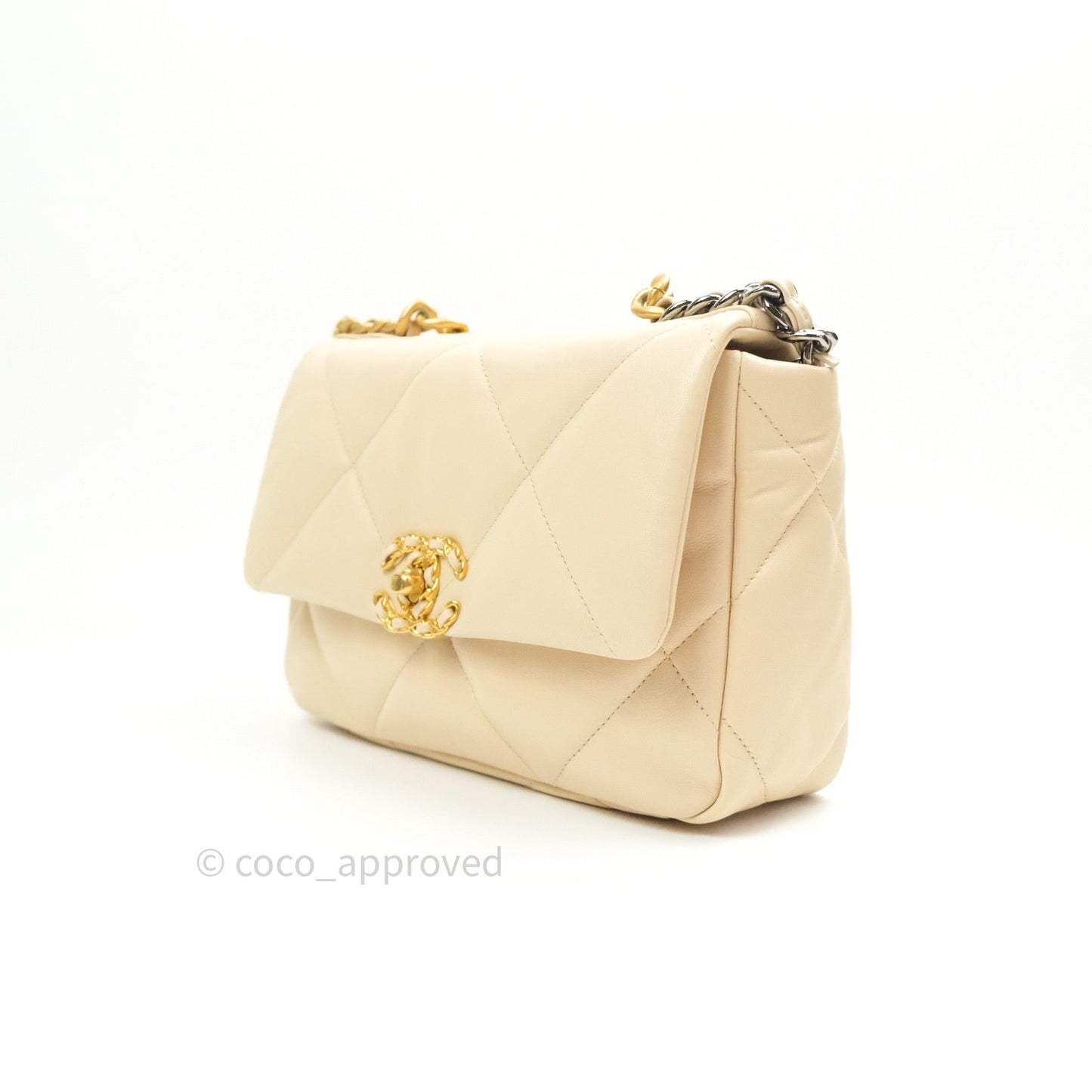 Chanel 19 Small Beige Goatskin Mixed Hardware