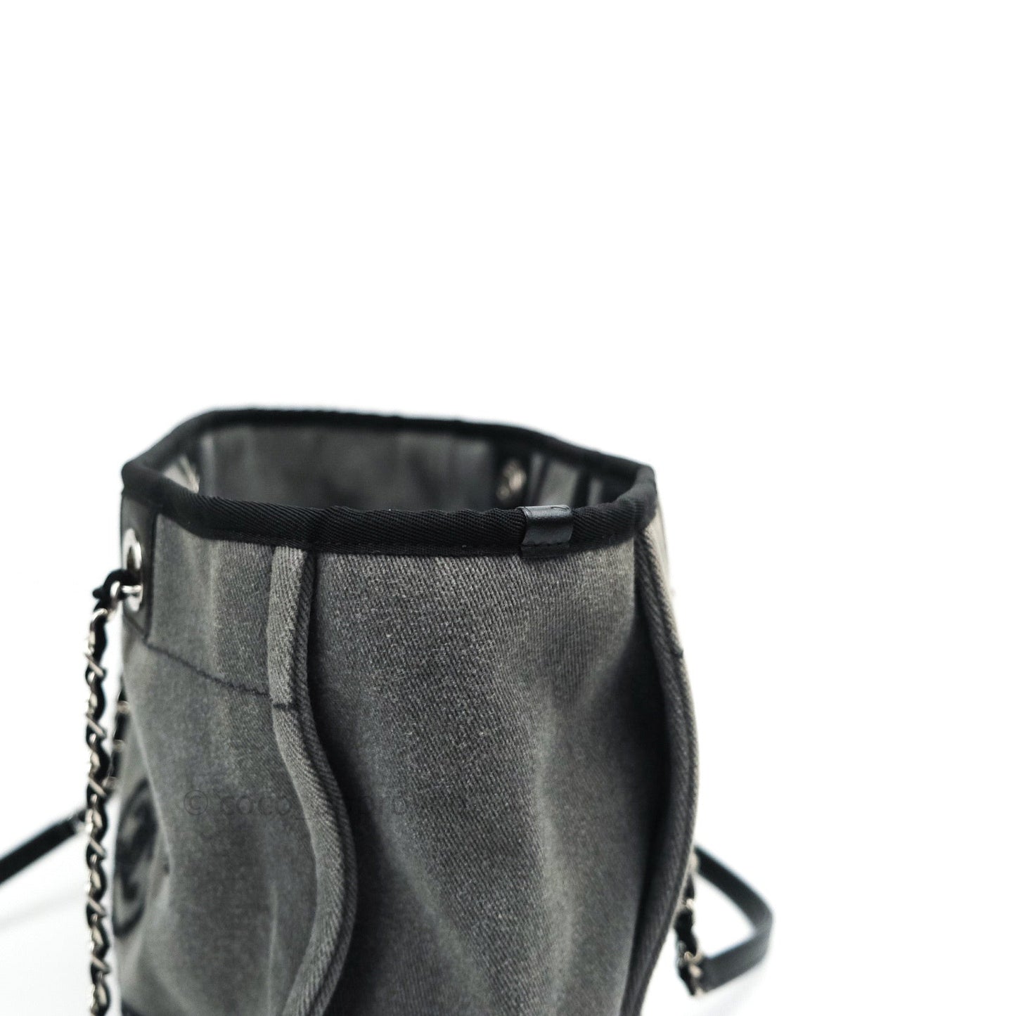Chanel Denim Deauville Grey/Black With Black Sequins Logo