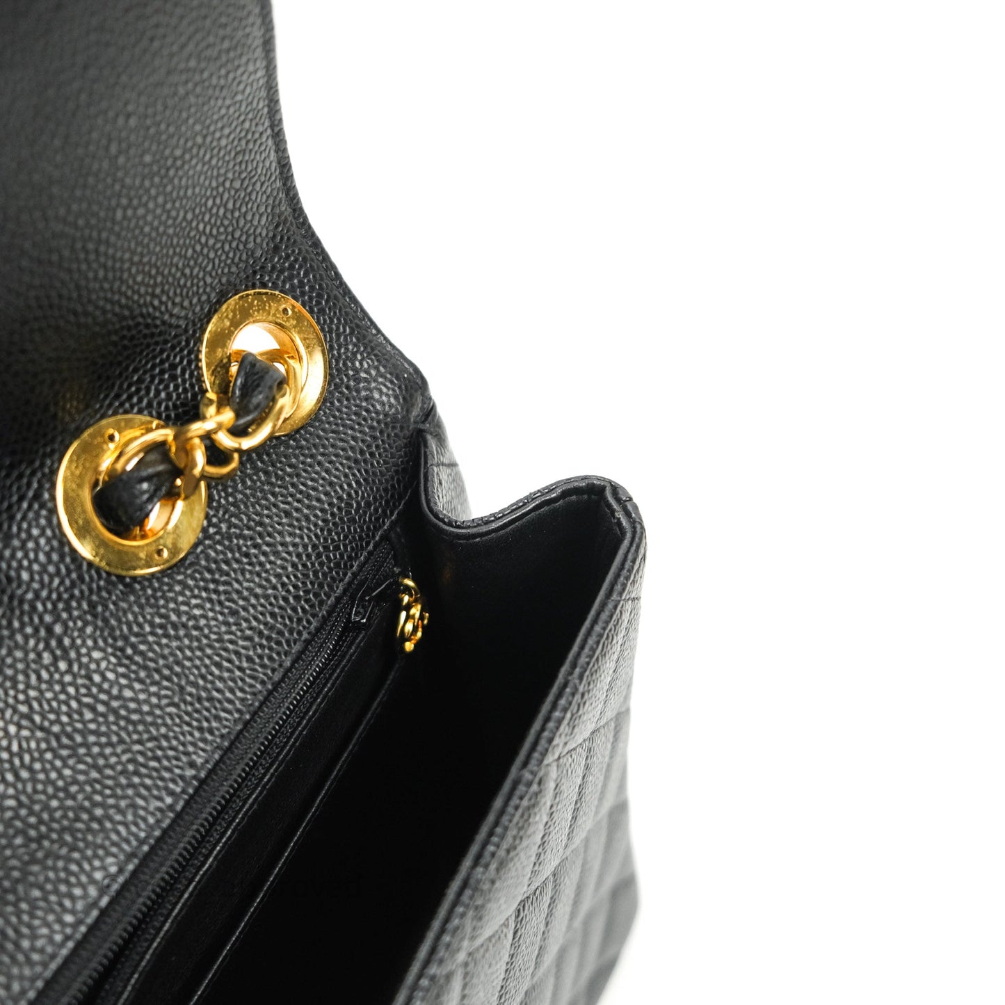 Chanel Classic Vintage Jumbo Single Flap Black Caviar 24K Gold Hardware