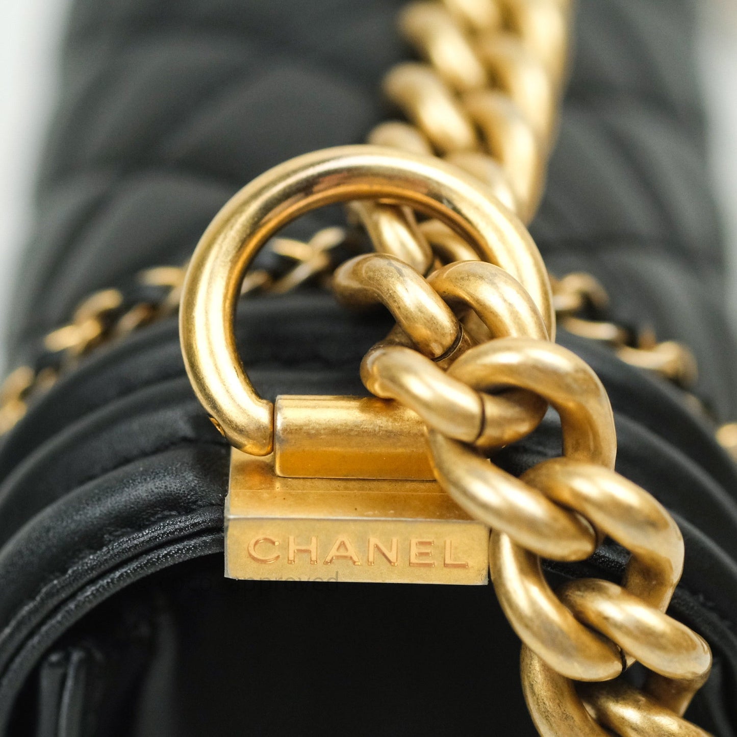 Chanel Boy Quilted Medium Black Calfskin Gold Hardware 20C