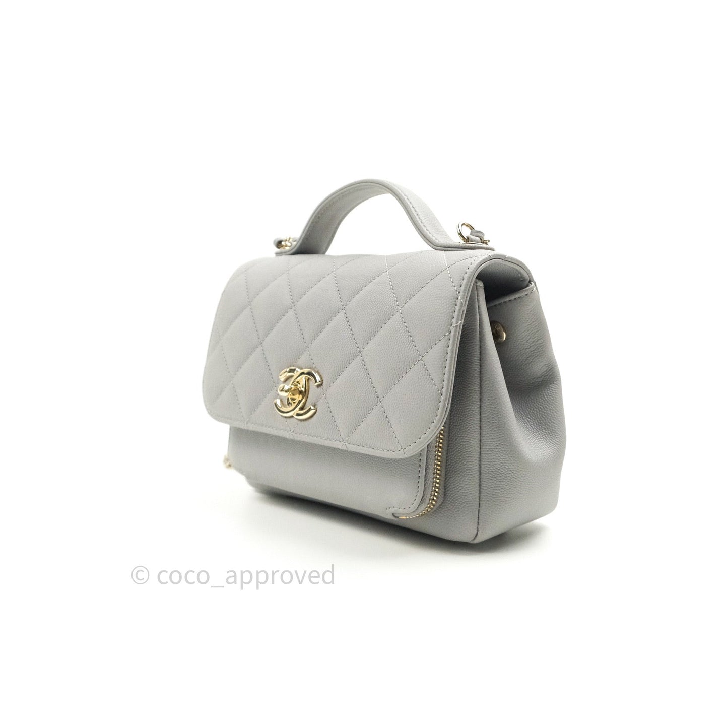 Chanel Caviar Quilted Small Business Affinity Flap Grey Light Gold Hardware