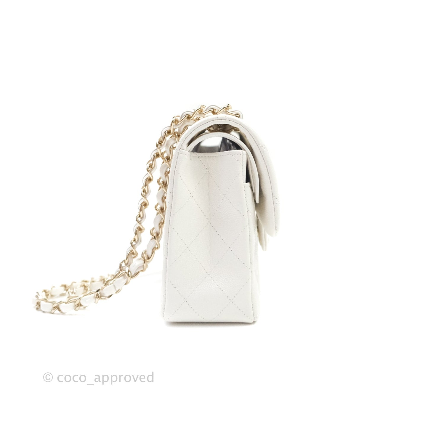 Chanel Classic Small S/M Flap Ivory White Caviar Gold Hardware