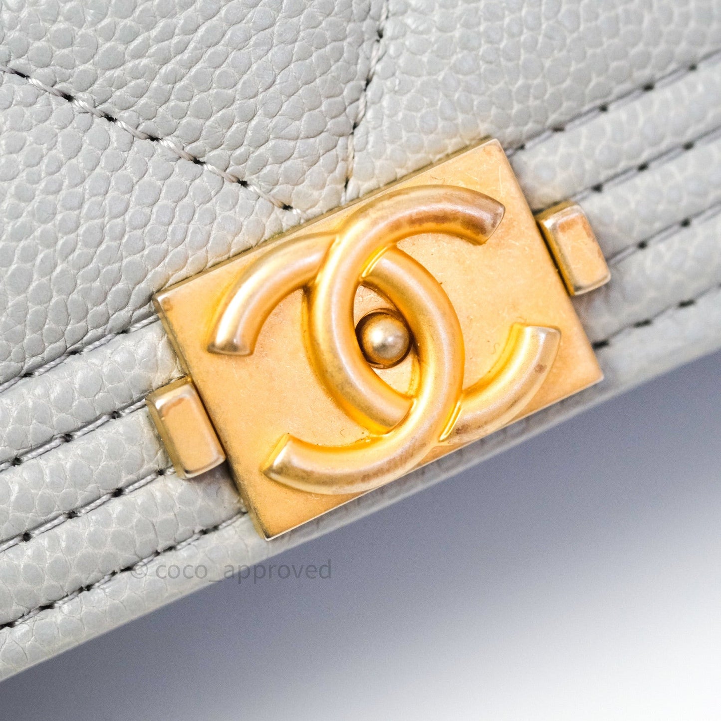 Chanel Quilted Boy Wallet on Chain WOC Grey Caviar Gold Hardware