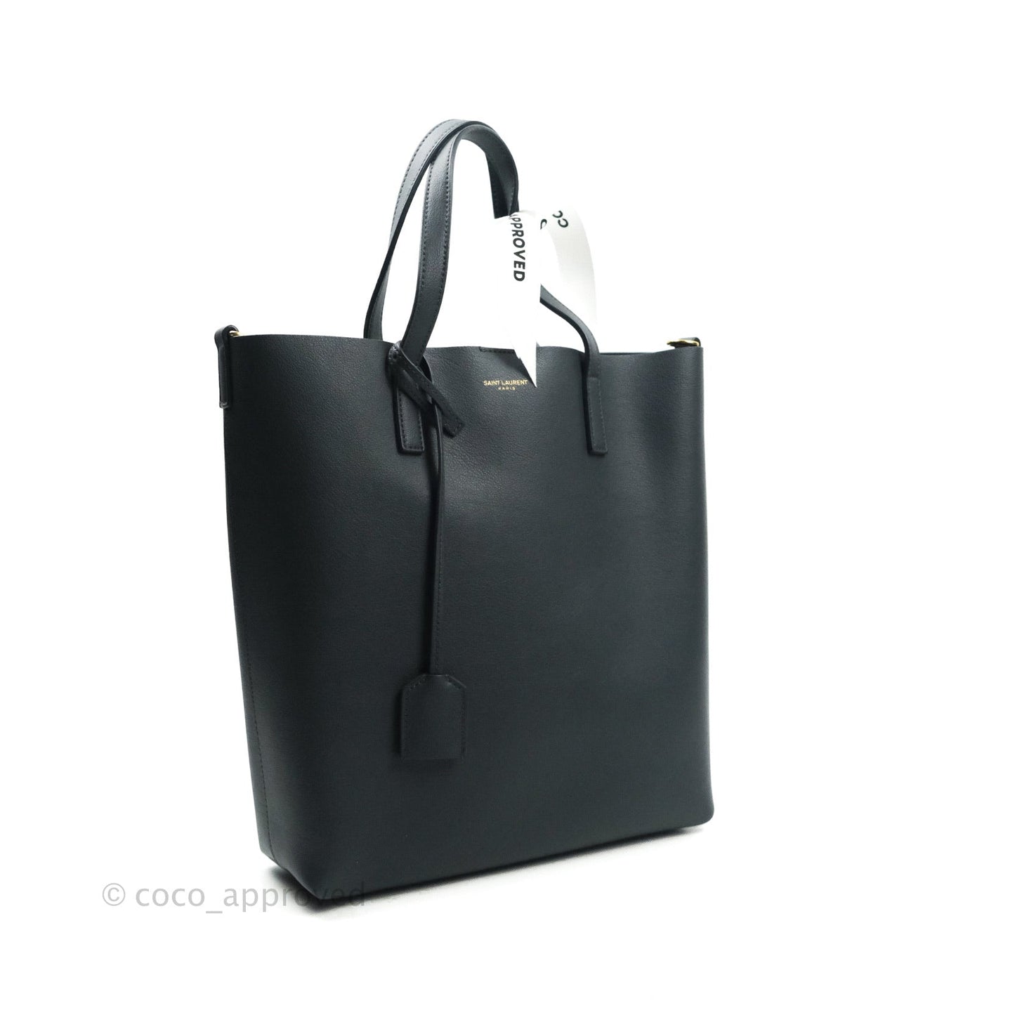 Saint Laurent Calfskin Shopping Tote Bag Dark Grey