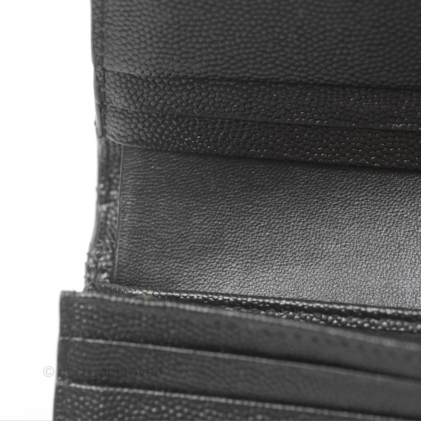 Saint Laurent Cassandre Matelasse Flap Card Case Black Grain De Poudre Leather