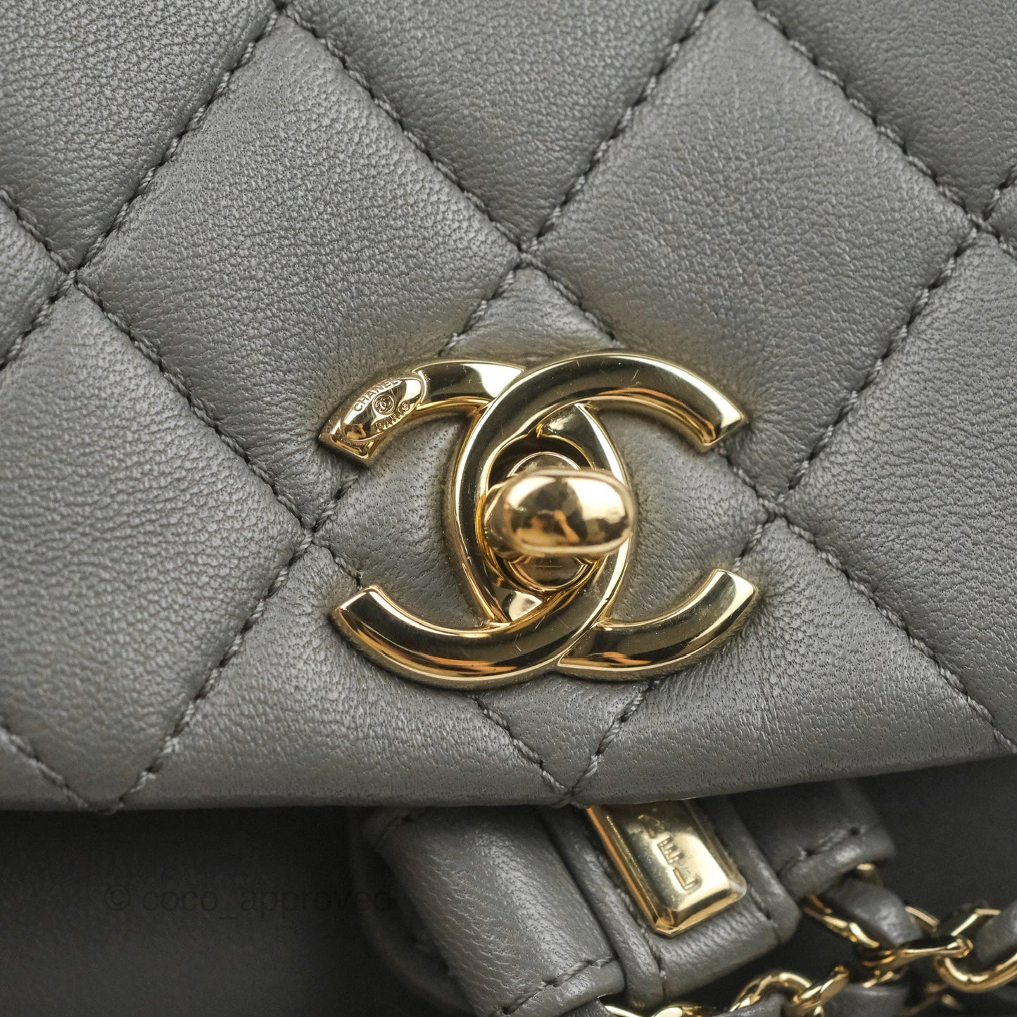 Chanel Quilted Small Duma Drawstring Backpack Grey Lambskin Gold Hardware 22A