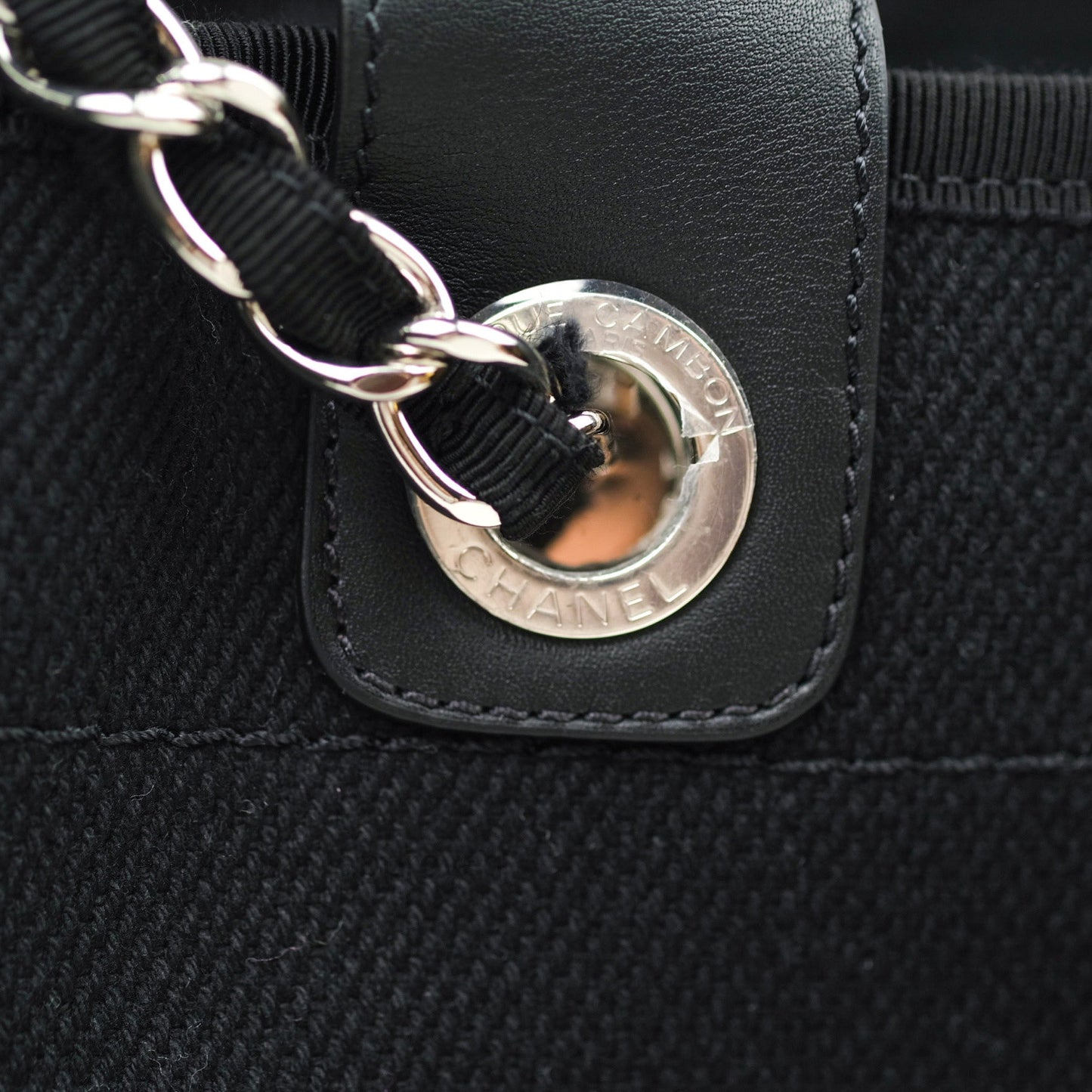 Chanel Large Deauville Black Canvas Imitation Pearl 20S