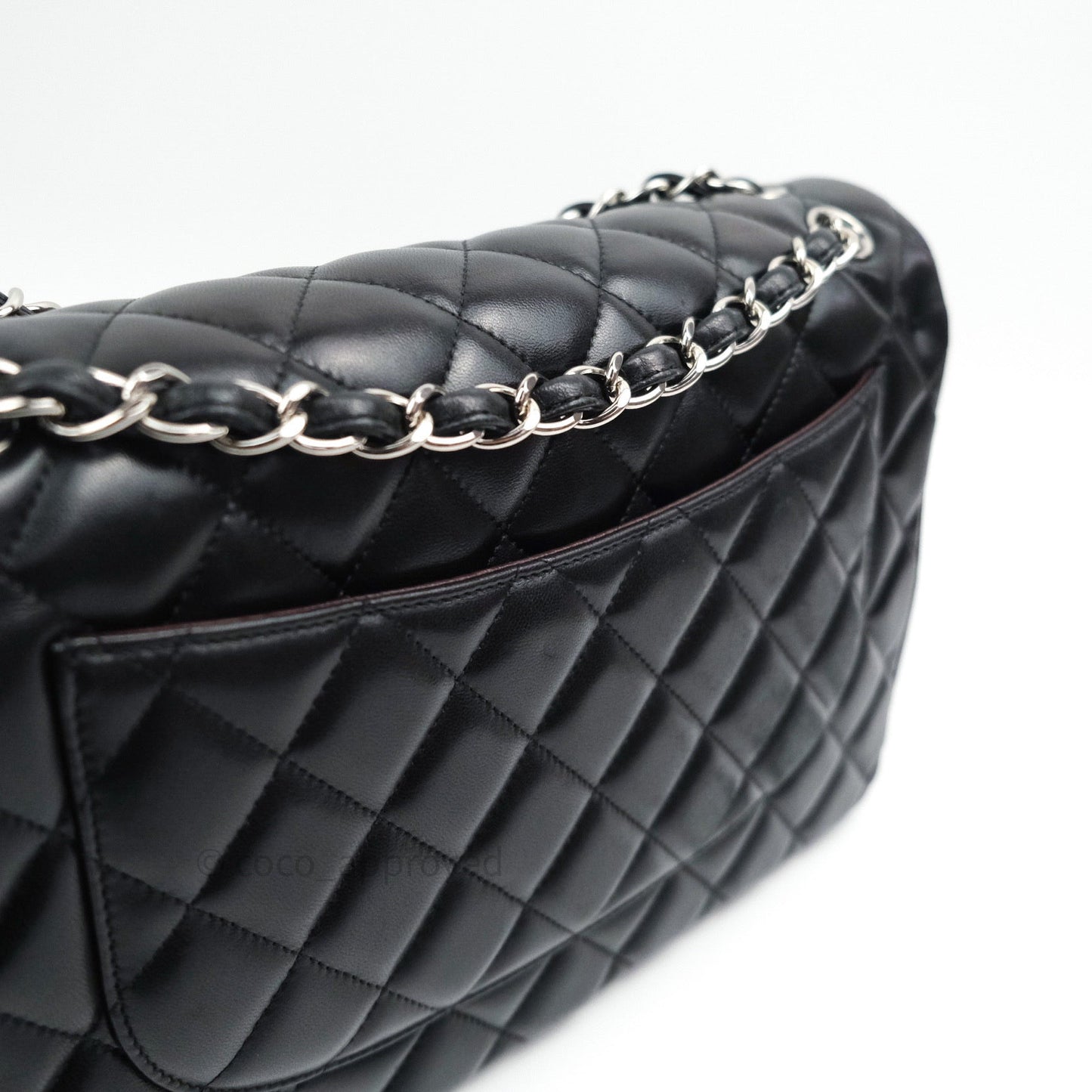 Chanel Classic Jumbo Double Flap Black Lambskin Silver Hardware⁣⁣