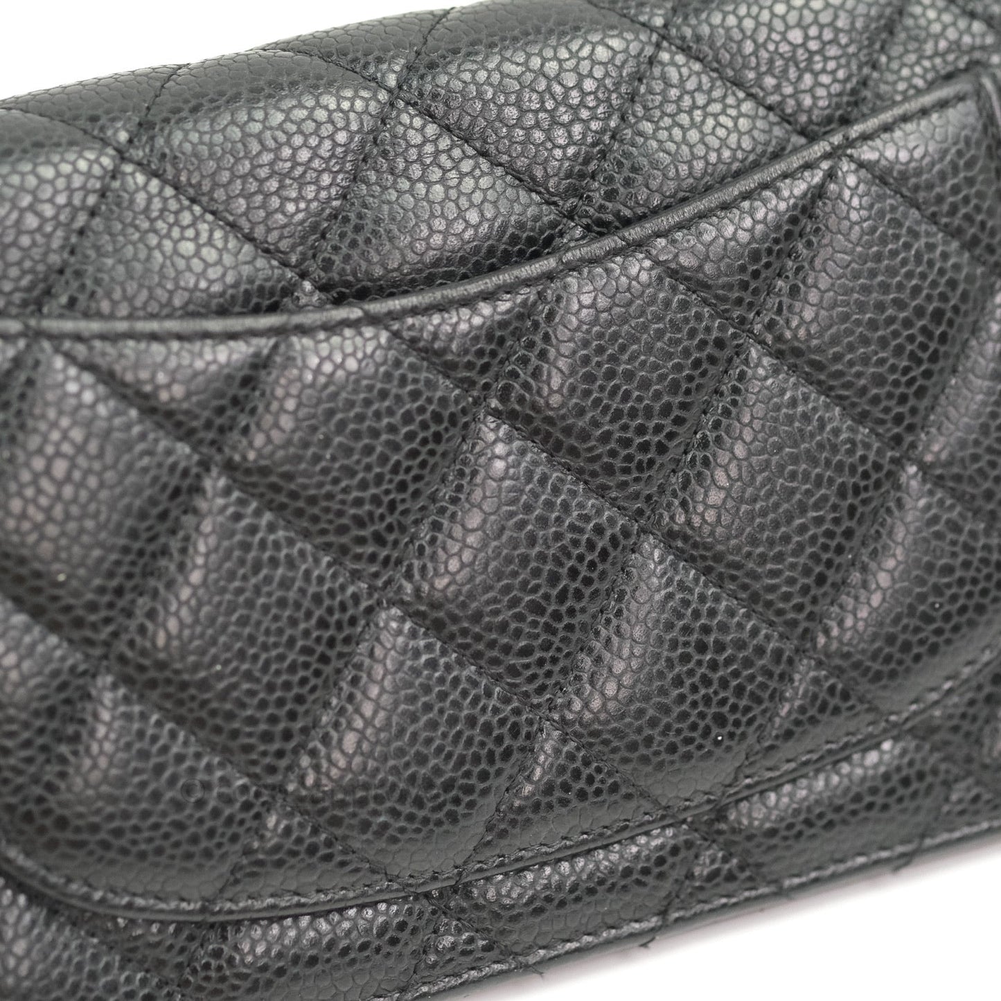 Chanel Quilted Yen Wallet Black Caviar Gold Hardware