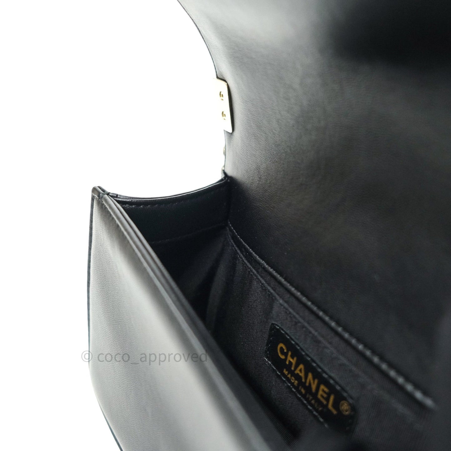 Chanel Small Boy Chevron Black Lambskin Gold Hardware