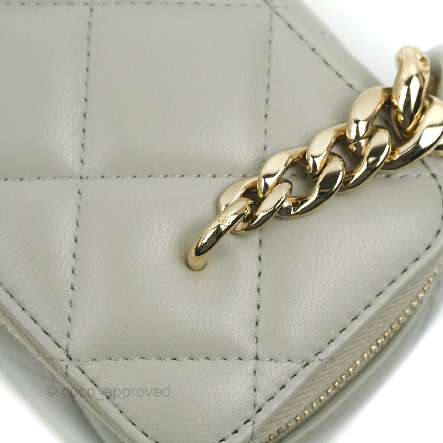 Chanel Vanity with Resin Chain Grey Lambskin Gold Hardware