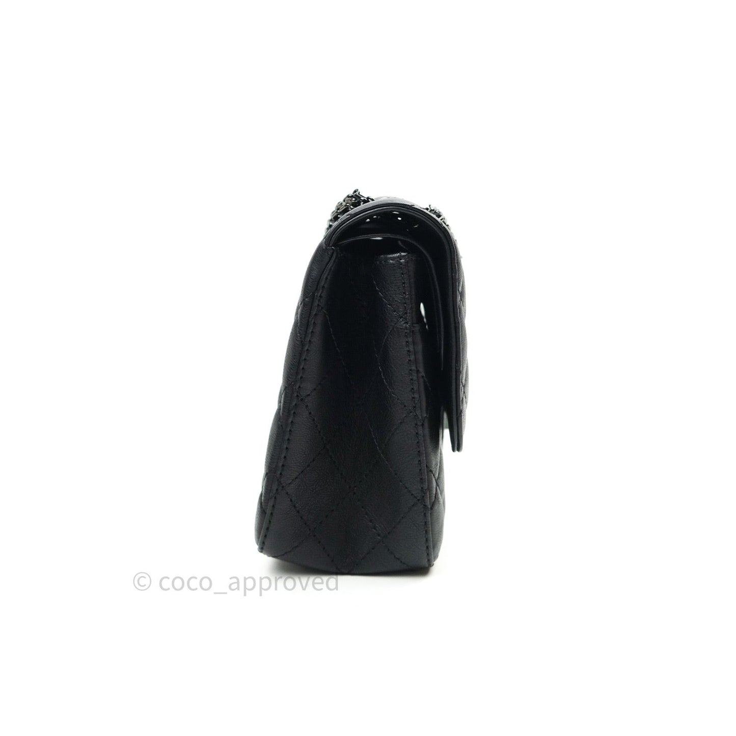 Chanel 2.55 Quilted Reissue 226 Double Flap So Black Crumpled Calfskin
