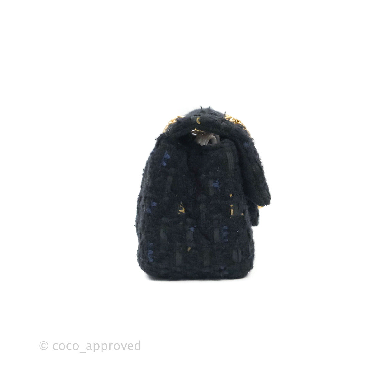 Chanel Mini Reissue 224 Black Navy Tweed Gold Hardware