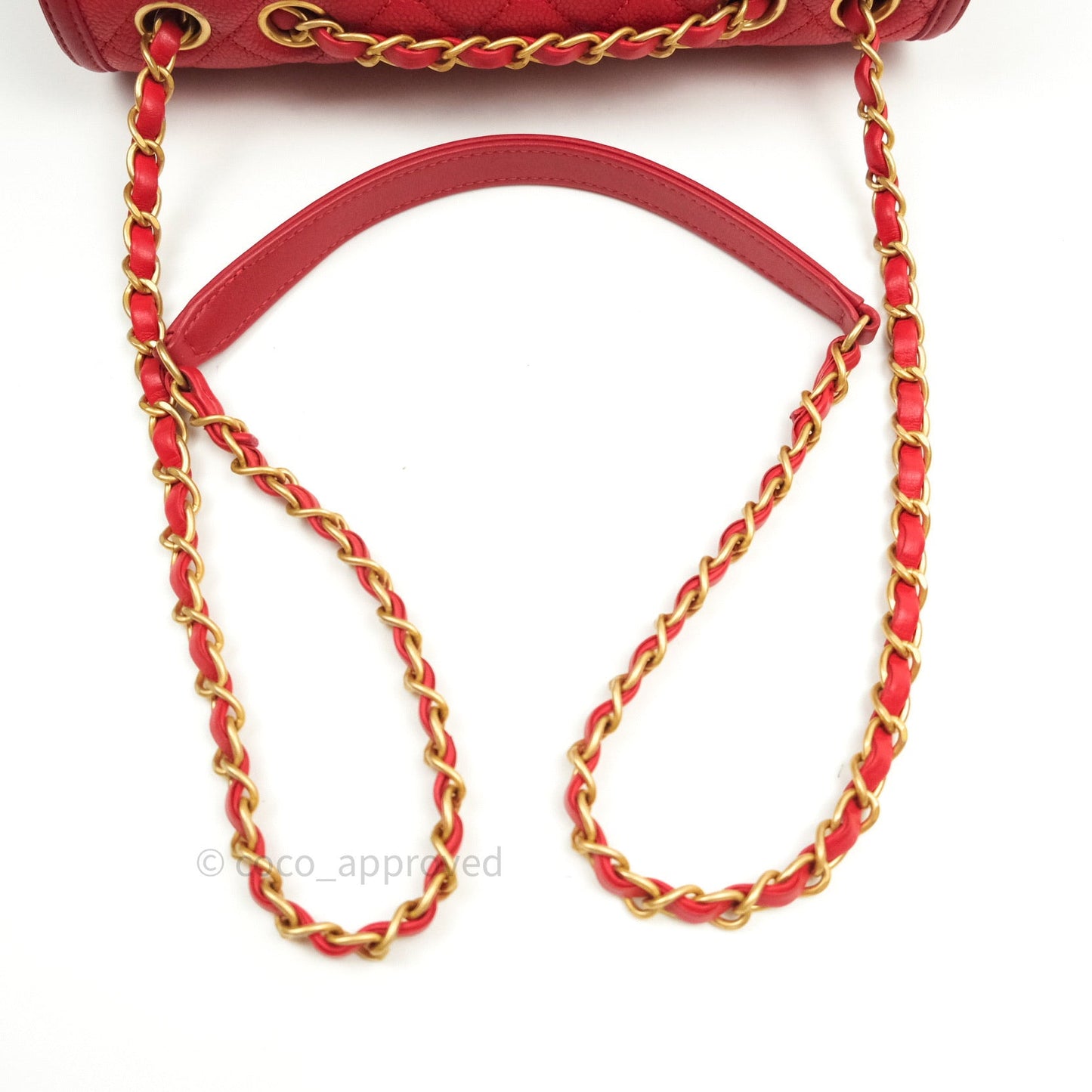 Chanel Quilted Medium CC Filigree Flap Red Caviar