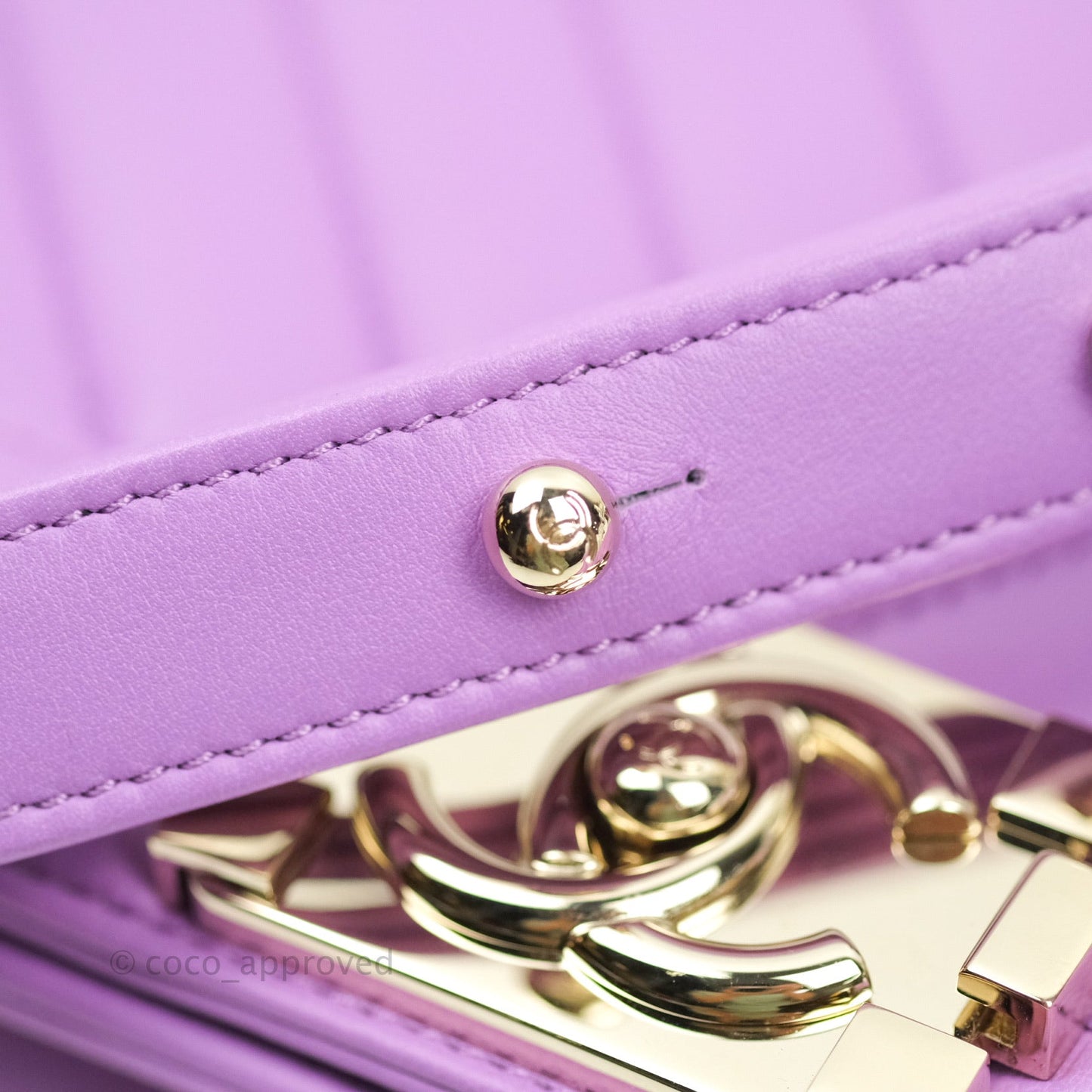 Chanel Boy Chevron Medium Purple Calfskin Gold Hardware