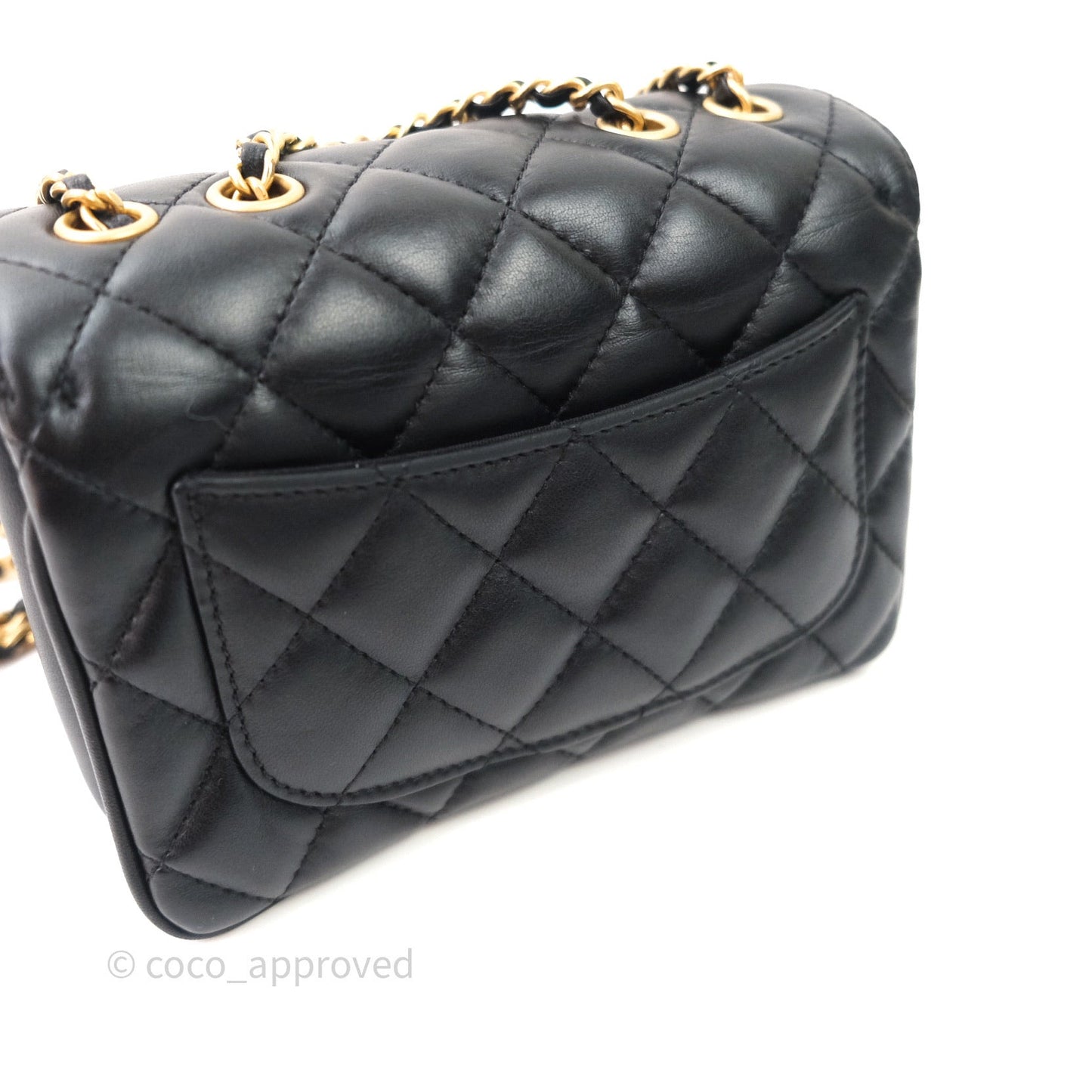 Chanel Coco Vintage Flap Small Bag Black Lambskin Gold Hardware