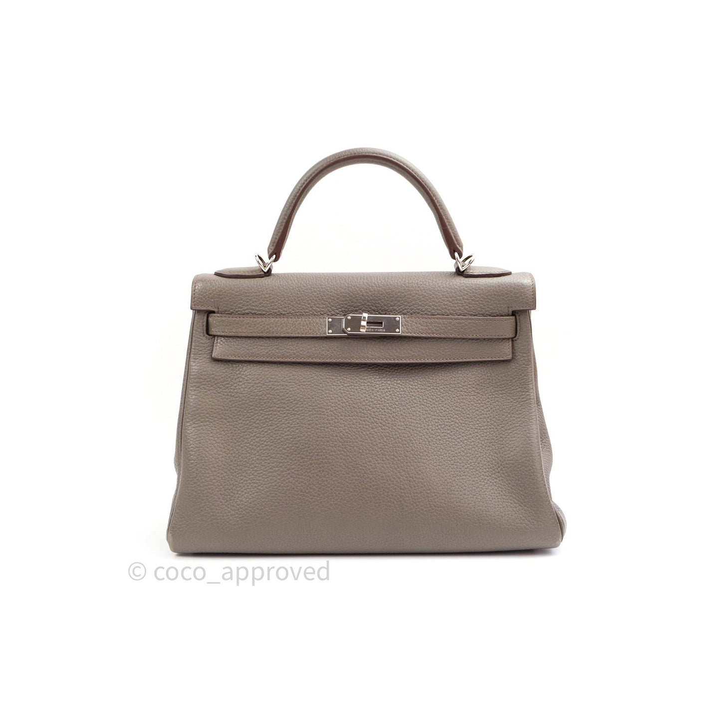 Hermès Taurillon Clemence Kelly Retourne 32 Etain Palladium Hardware