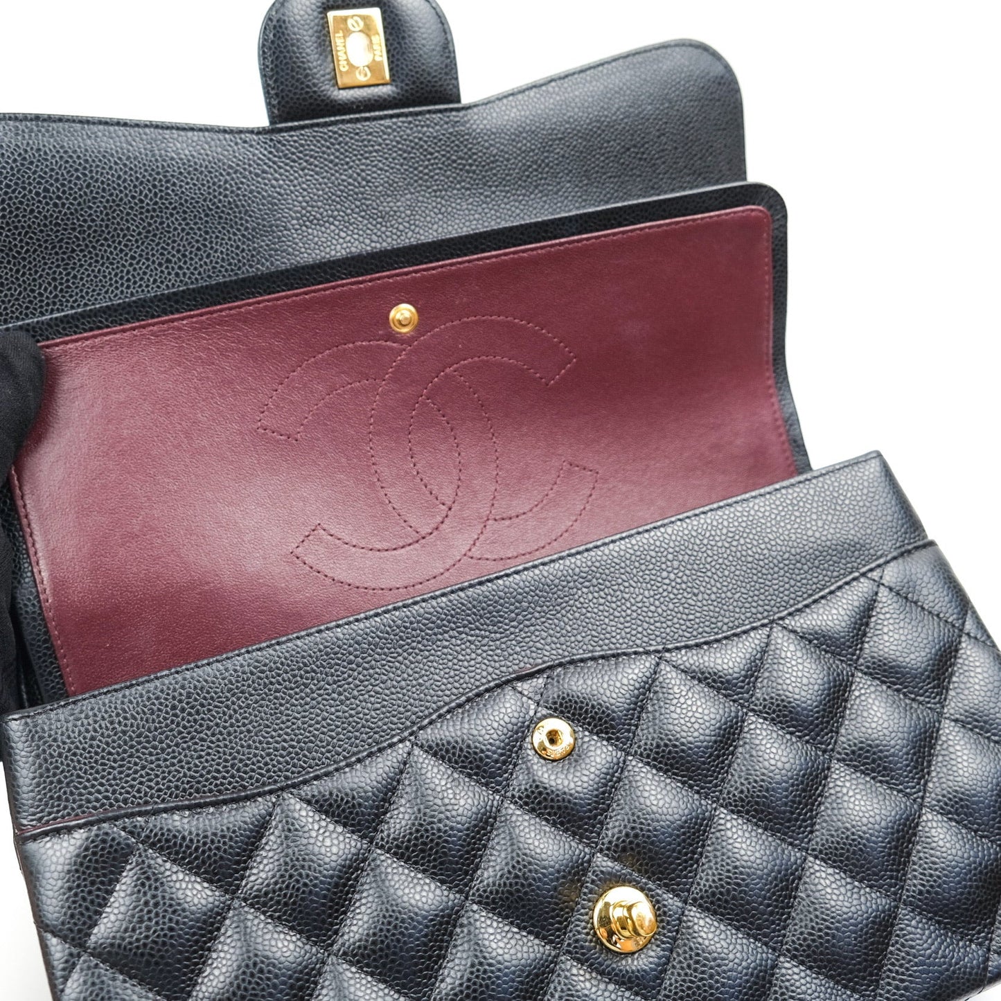 Chanel Jumbo Double Flap Black Caviar Gold Hardware⁣⁣