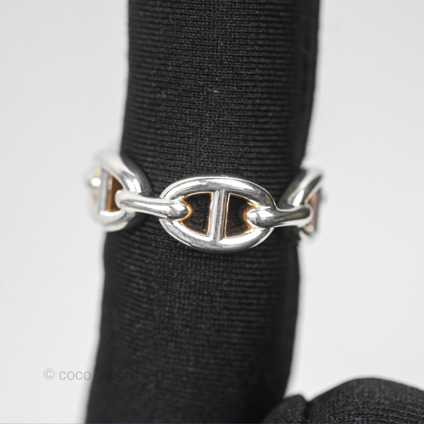 Hermès Sterling Silver PM Chaine d'Ancre Enchainee Band Ring SIze 53