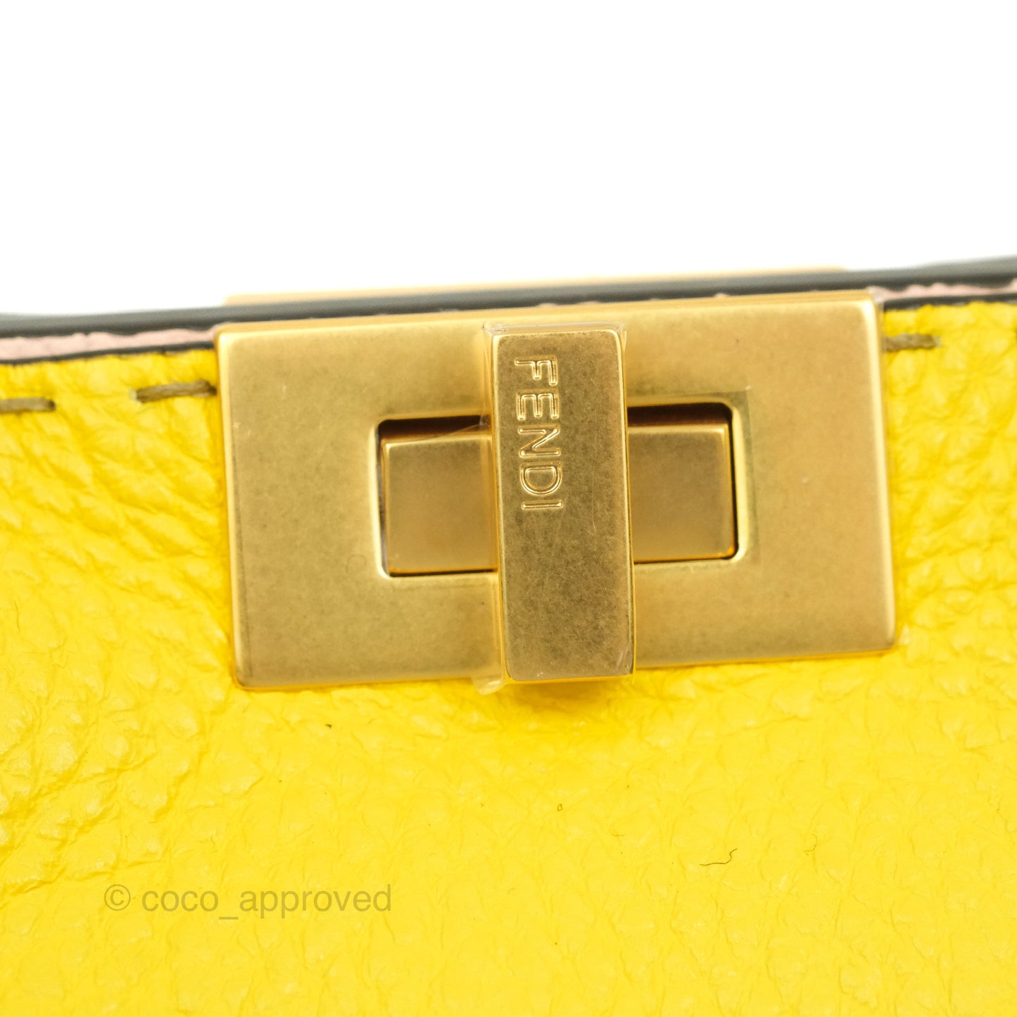 Fendi Small Peekaboo Iseeu Yellow Grained Leather Gold Hardware