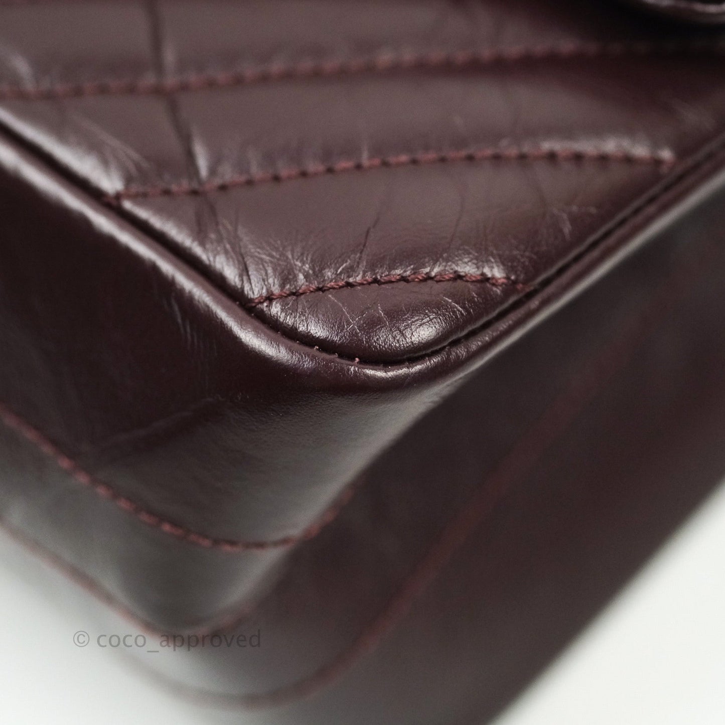 Chanel Reissue Chevron Dark Red Burgundy Aged Calfskin Gold Hardware 226