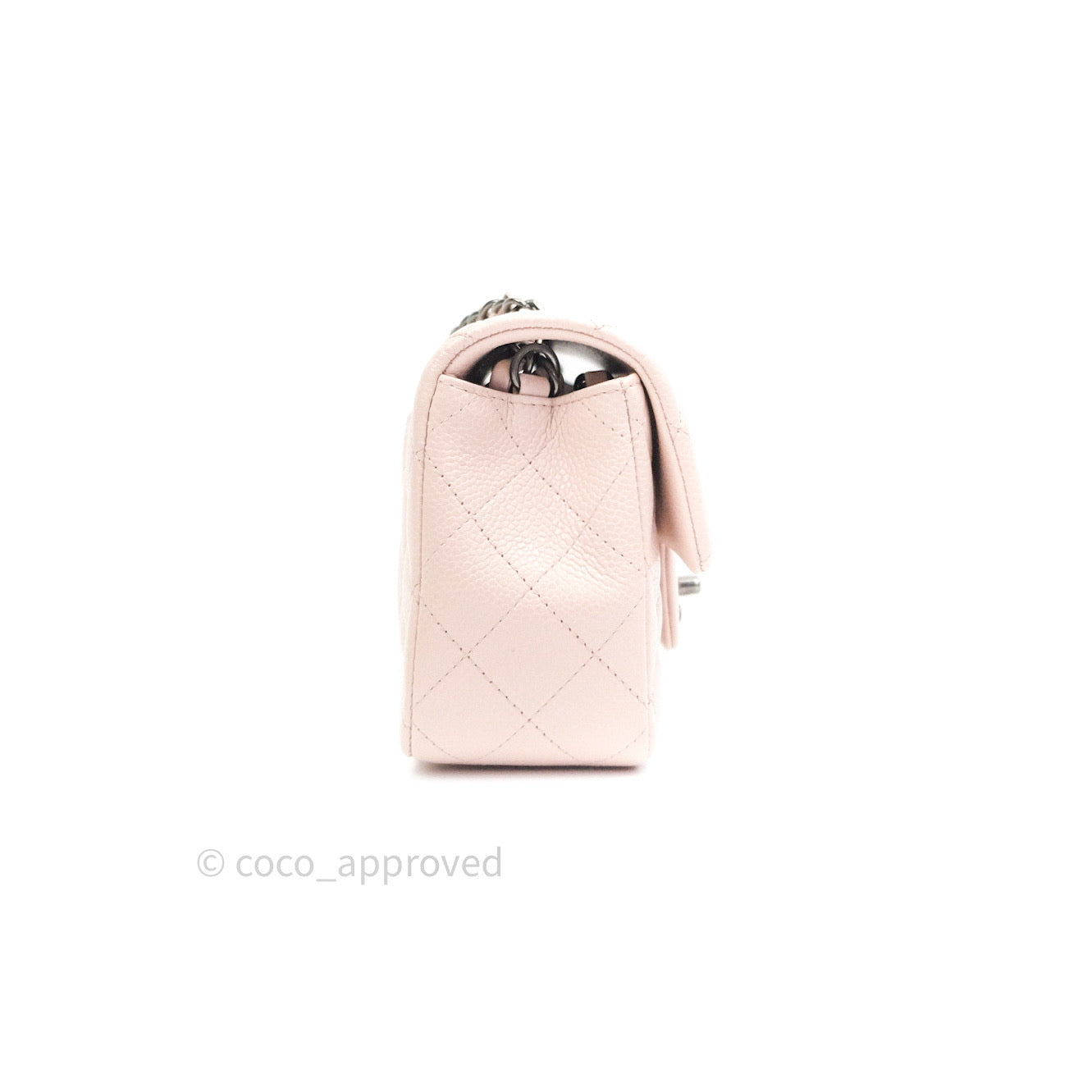 Chanel Quilted Mini Rectangular Sakura Pink Caviar Ruthenium Hardware