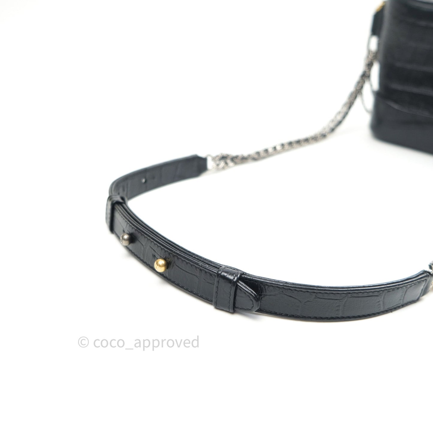 Chanel Crocodile Embossed Calfskin Small Gabrielle Cocodile Hobo Black