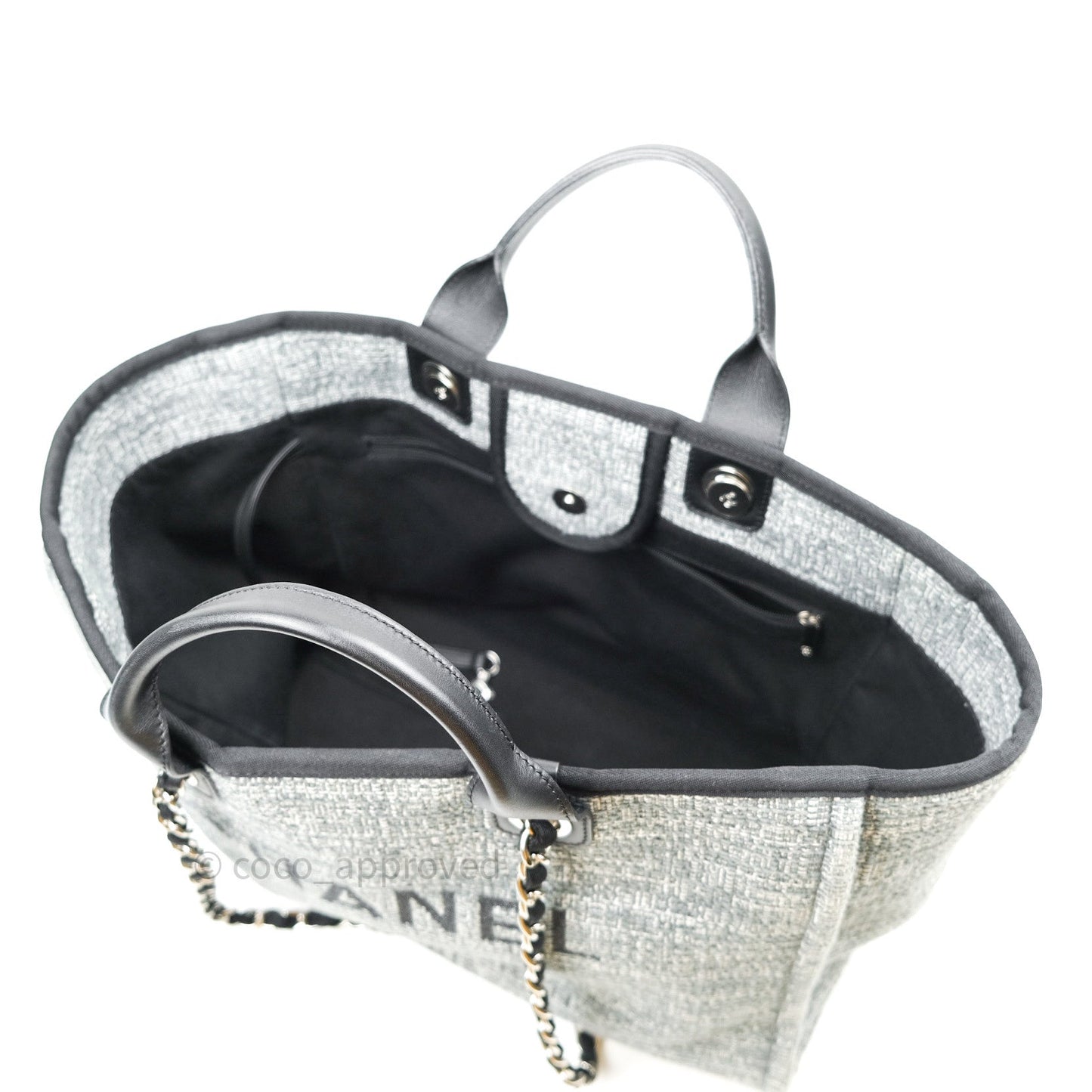 Chanel Large Deauville Charcoal Grey Canvas