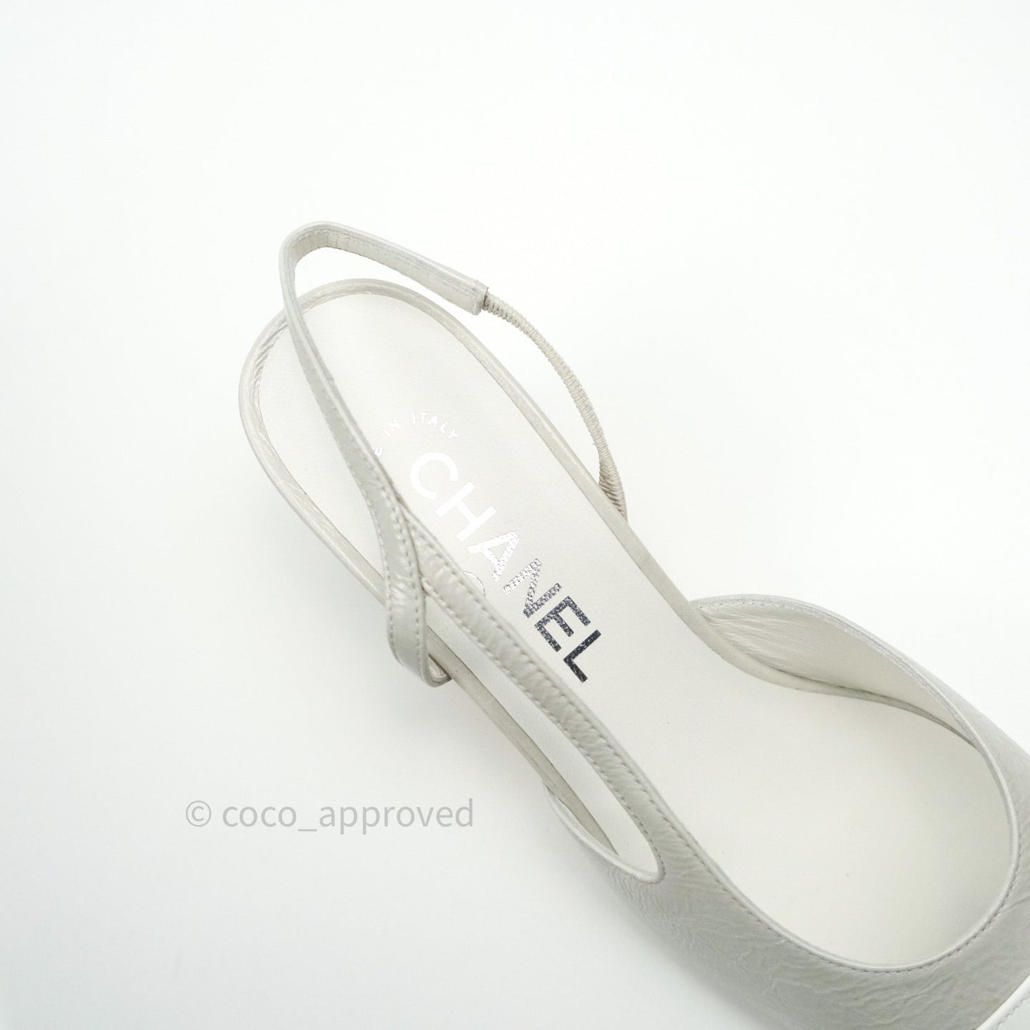 Chanel Classic Slingback Grey and White Calfskin Size 36.5C