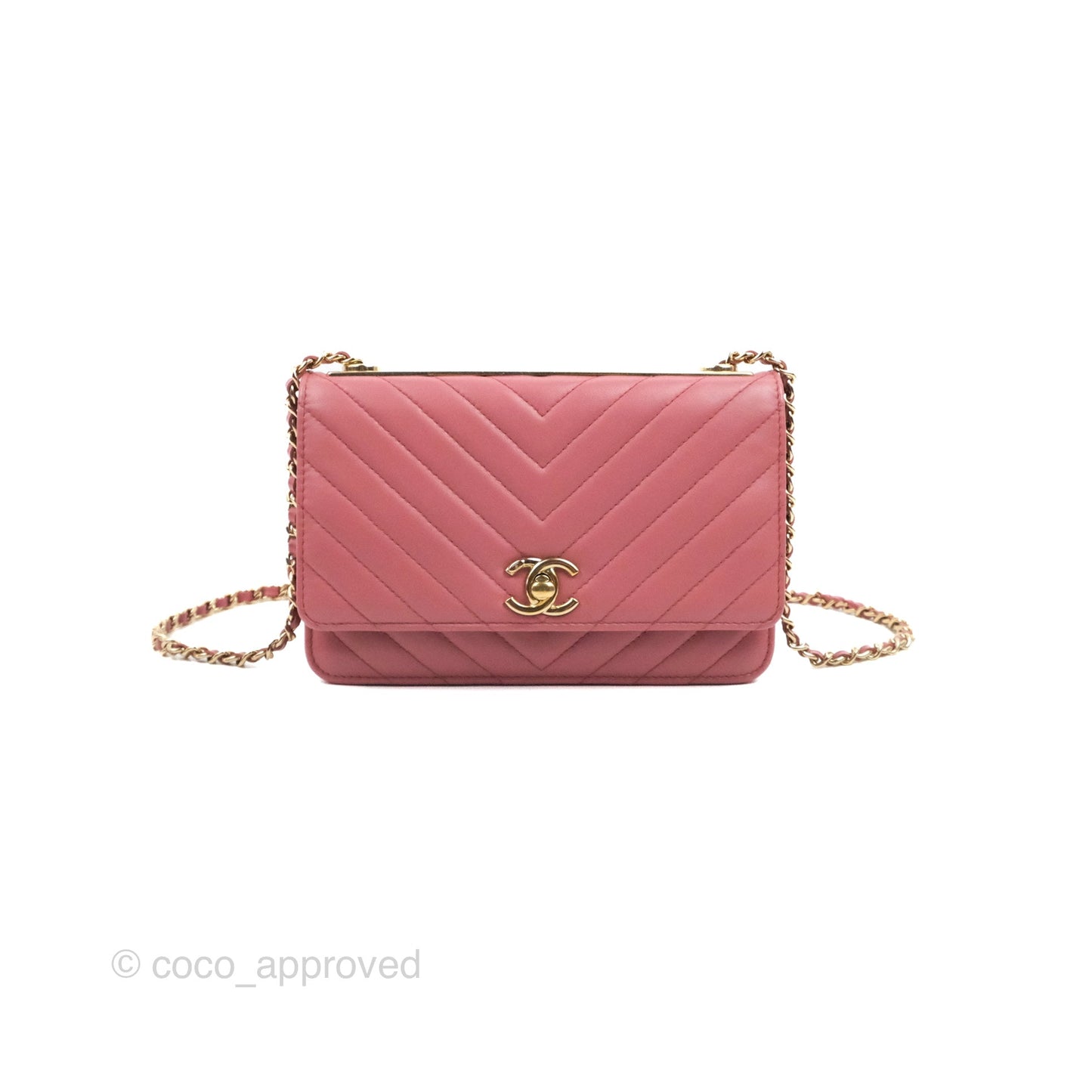 Chanel Trendy CC Chevron WOC Dark Pink Lambskin Gold Hardware
