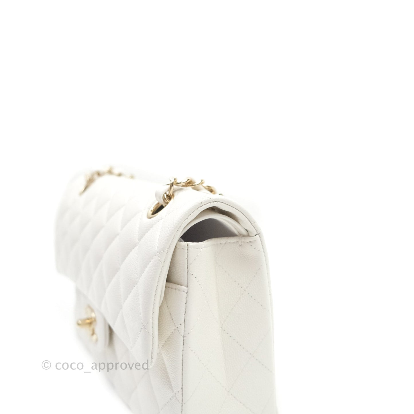 Chanel Classic Small S/M Flap Ivory White Caviar Gold Hardware