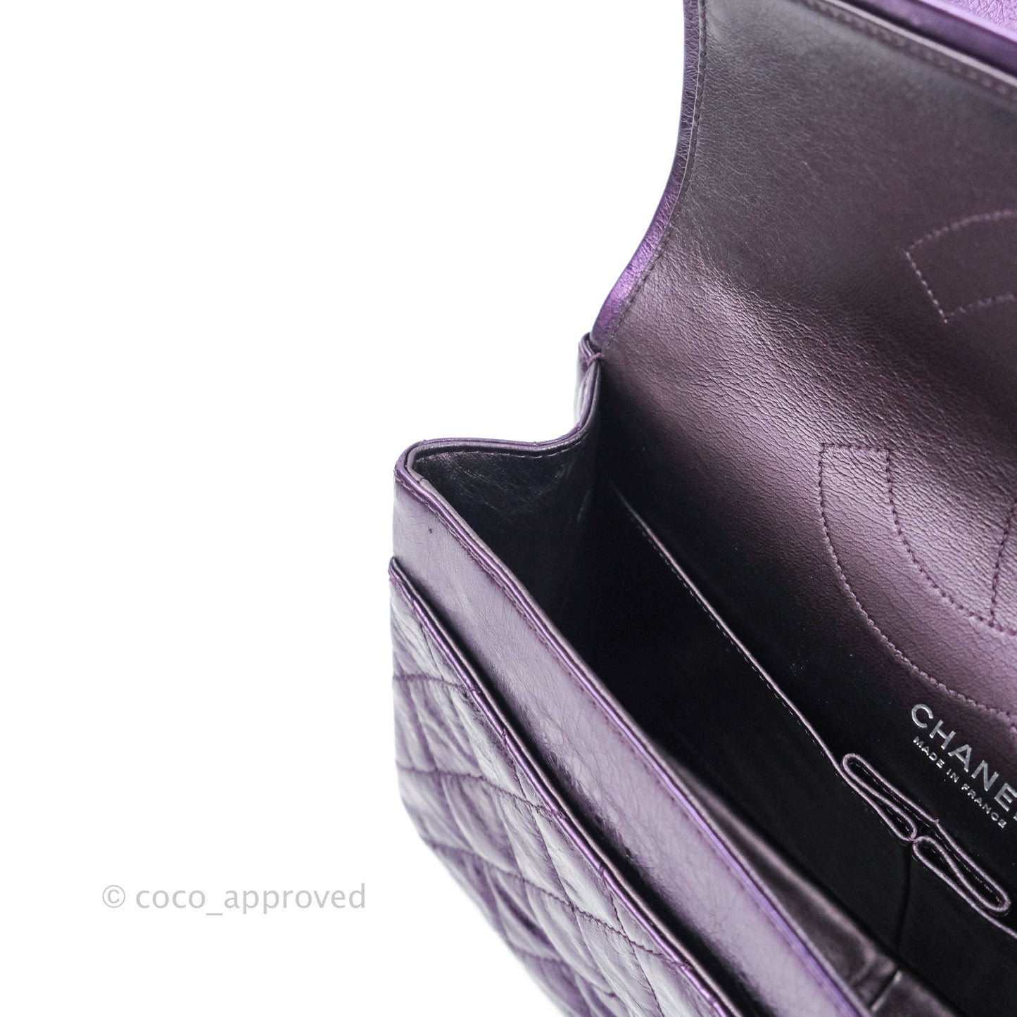 Chanel Reissue Quilted Glazed Calfskin Metallic Purple Silver Hardware 227