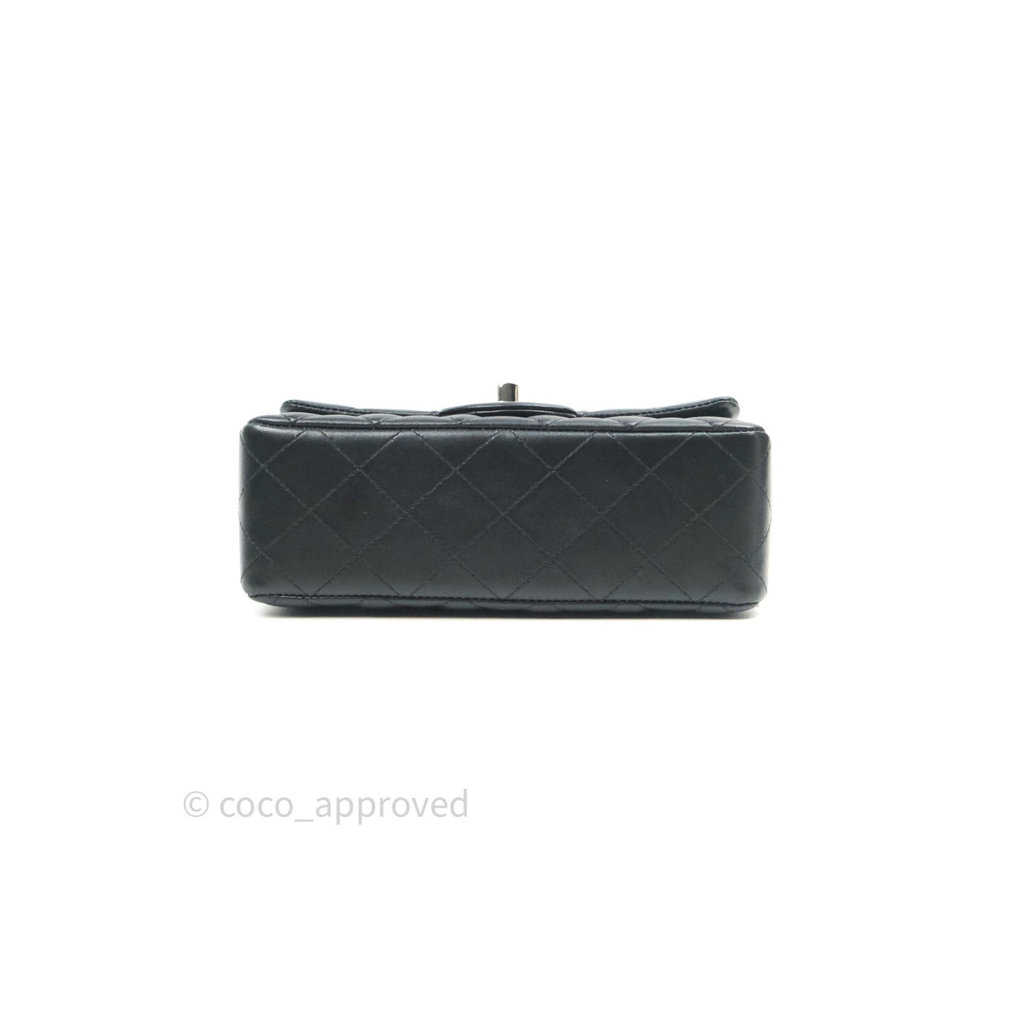 Chanel Quilted Mini Rectangular Black Lambskin Silver Hardware