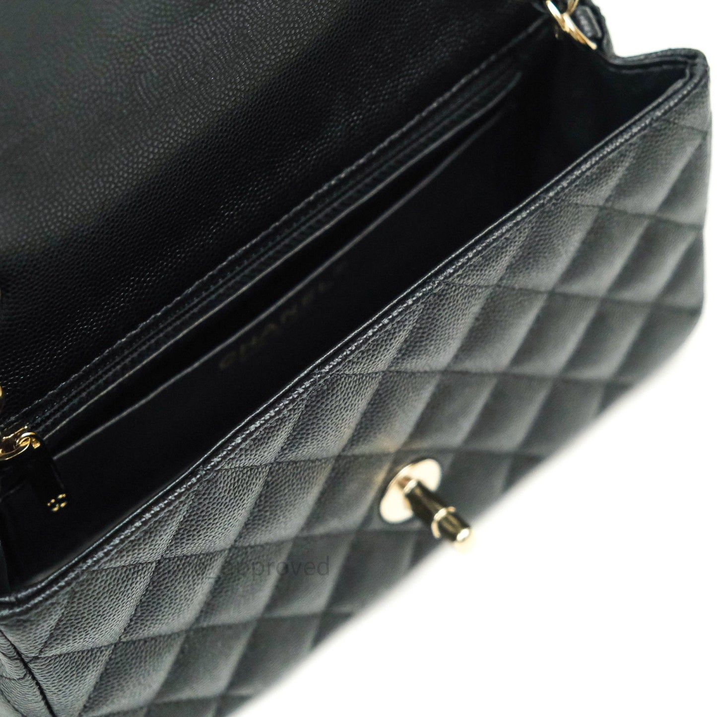 Chanel Quilted Mini Rectangular Black Caviar Gold Hardware 18B