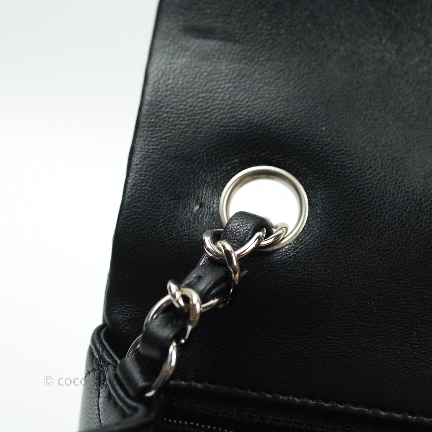 Chanel Quilted Mini Rectangular Black Lambskin Silver Hardware