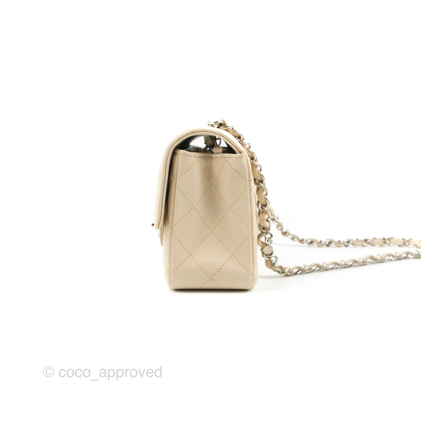 Chanel Quilted Mini Rectangular Ivory Caviar Silver Hardware