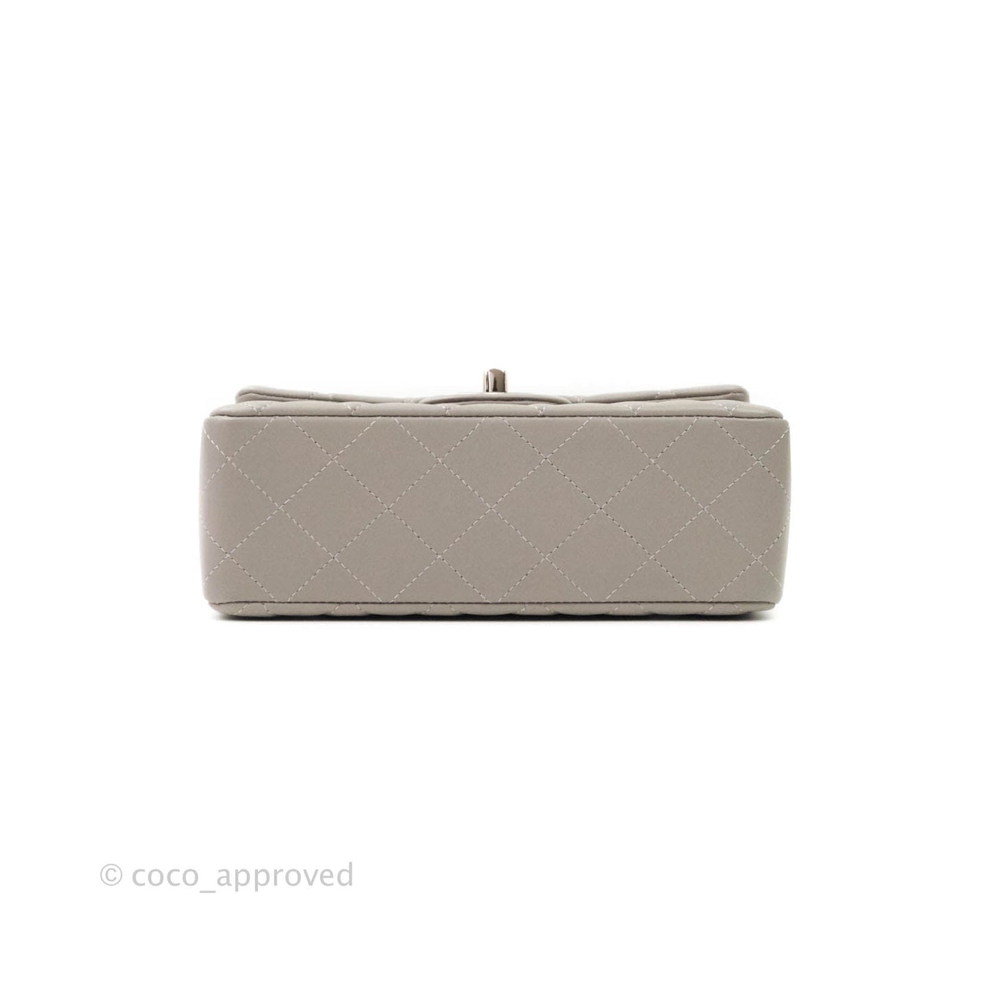 Chanel Quilted Mini Rectangular Flap Grey Lambskin Silver Hardware 19B