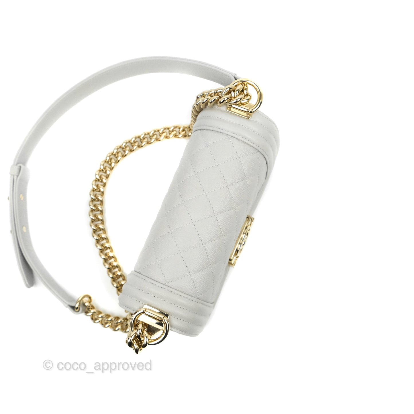 Chanel Small Boy Grey Caviar Gold Hardware
