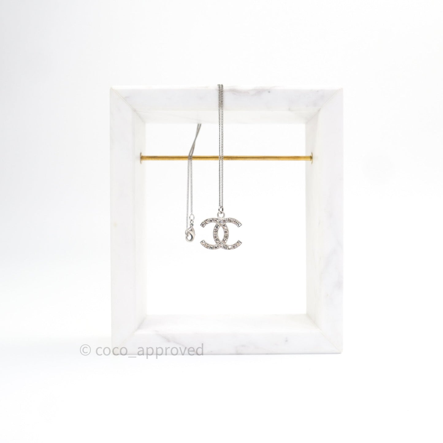 Chanel CC Necklace Silver Crystal