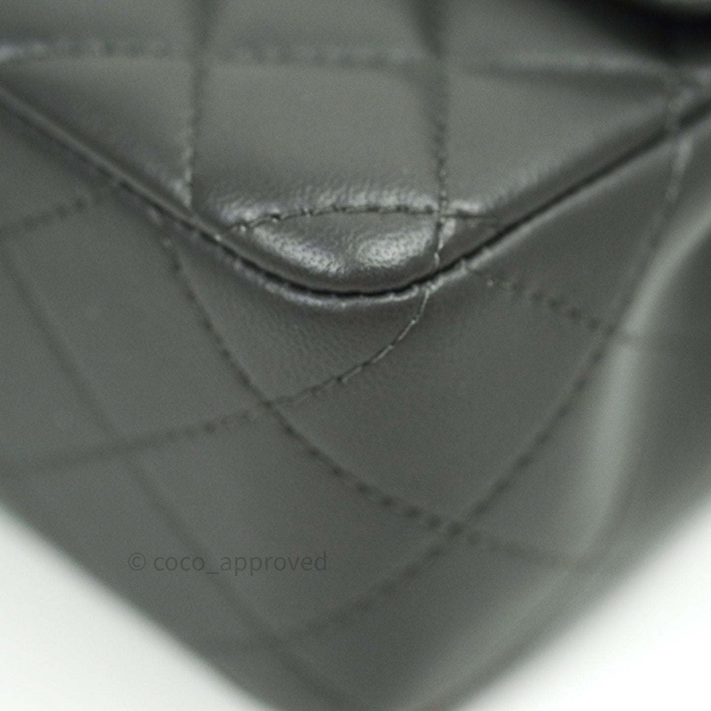 Chanel Quilted Mini Rectangular Dark Grey Lambskin Gold Hardware