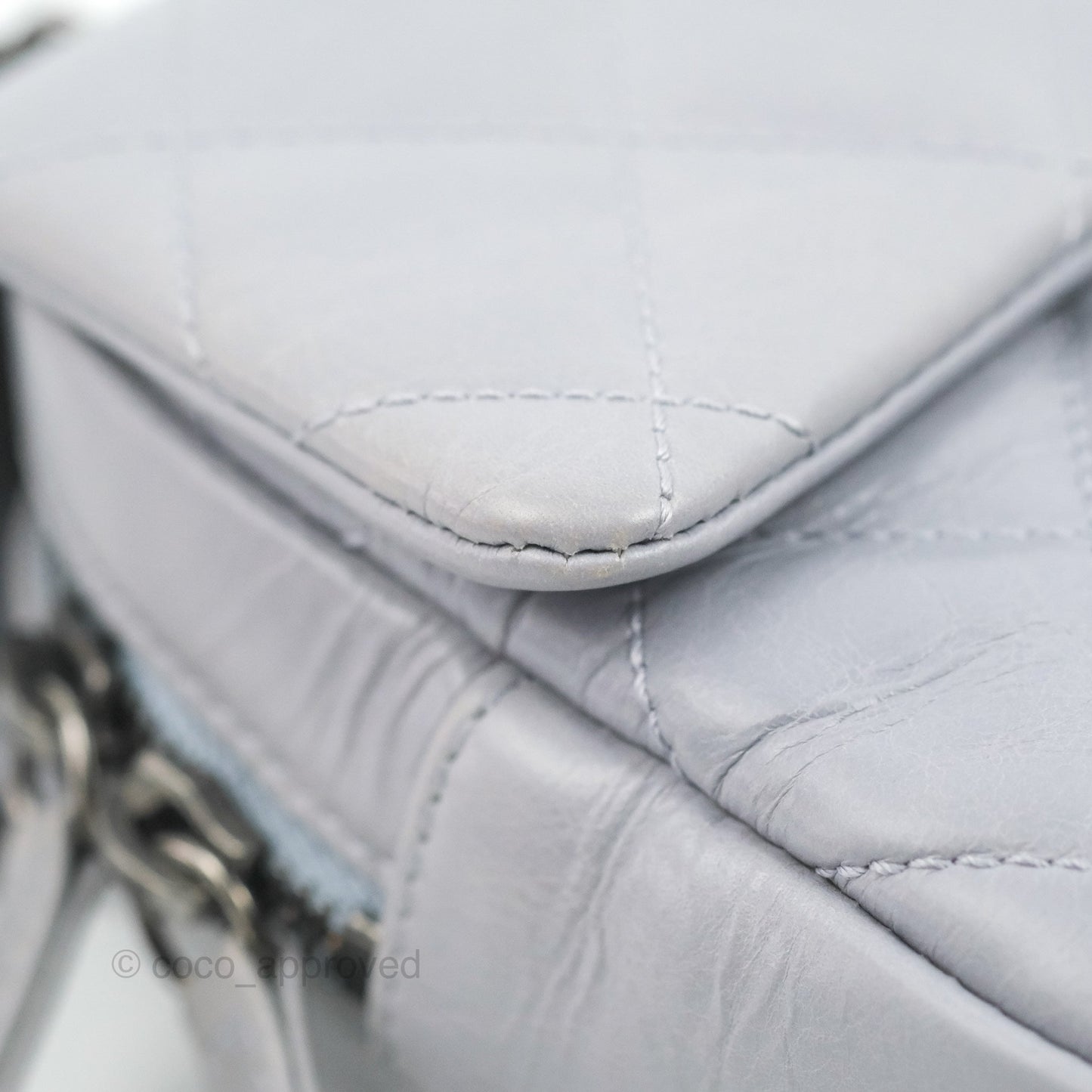 Chanel Medium Easy Flap Bag Light Grey Blue Aged Calfskin Ruthenium Hardware