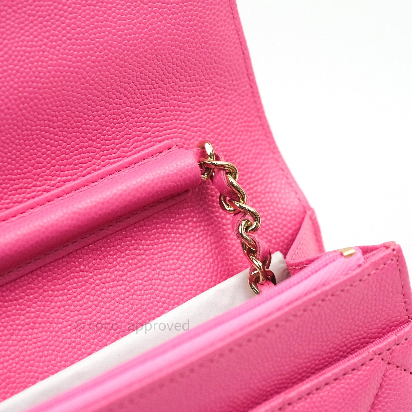 Chanel Caviar Quilted Wallet on Chain WOC Pink Light Gold Hardware 20S