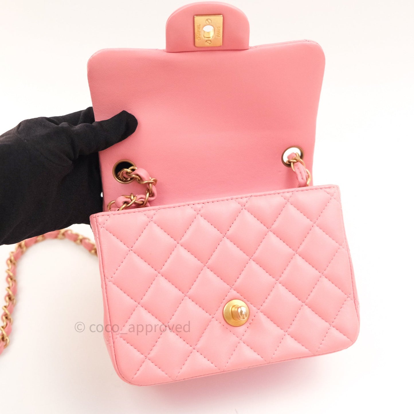 Chanel Mini Square Pink Lambskin Gold Hardware