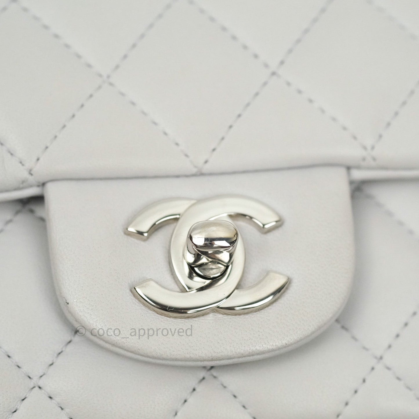 Chanel Mini Square Grey Lambskin Silver Hardware 19B